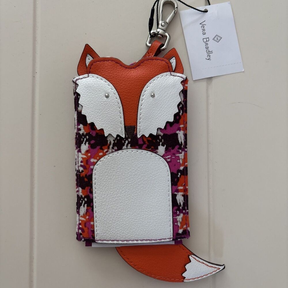 Vera Bradley Fox Luggage Tag ID Holder Wristlet Keychain New